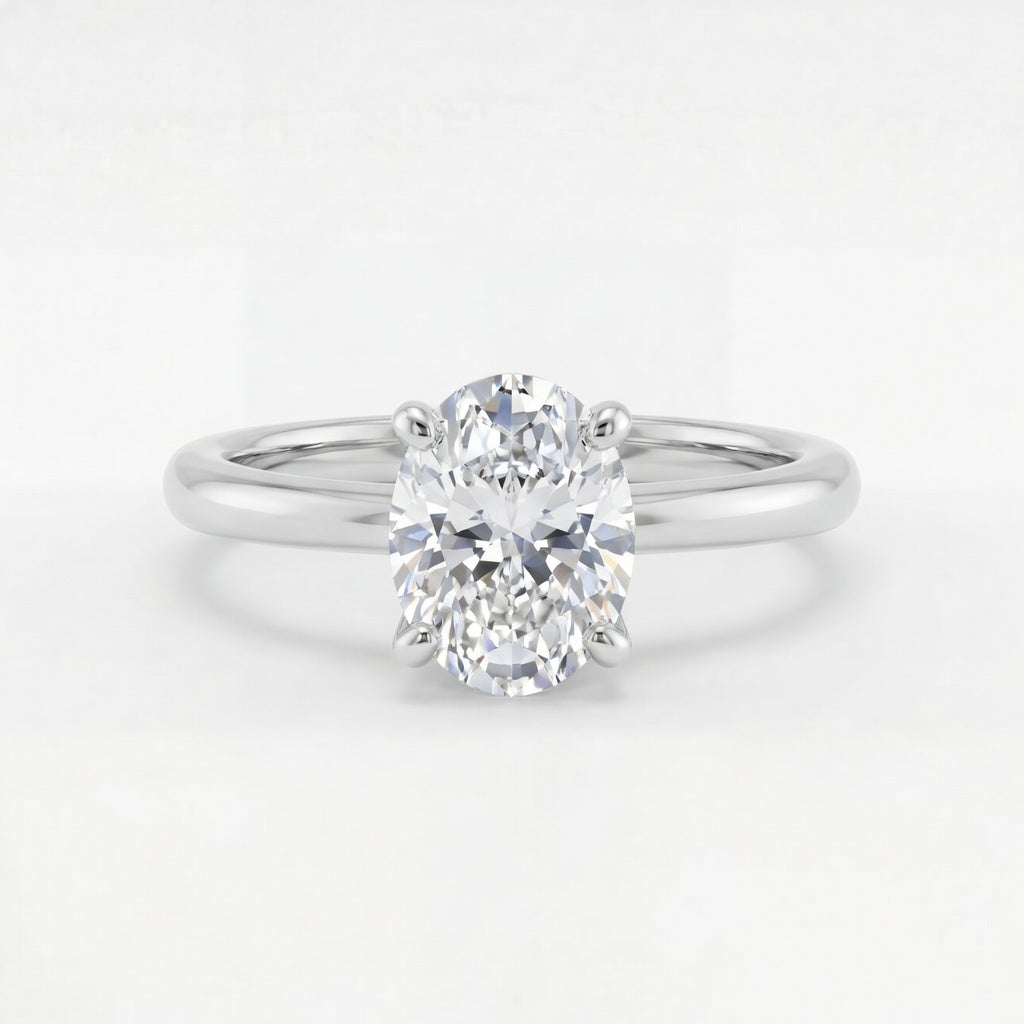 Aurora – Solitaire Forlovelsesring med Oval Diamant